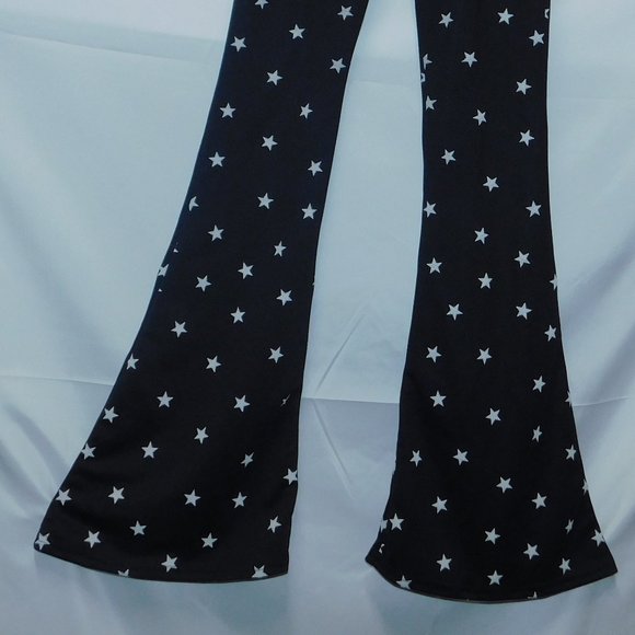 Nasty Gal Collection Flare Black w/stars Pants - Picture 3 of 9